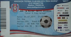 TICKET UEFA EL 2015/16 ASA Tirgu Mures - AS Saint Etienne  - Bild 1 von 1