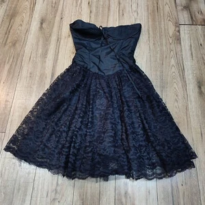 Warehouse Vintage Black Lace Skirt Corset Top Strapless Dress 80s 90s • 8 10 - Picture 1 of 11