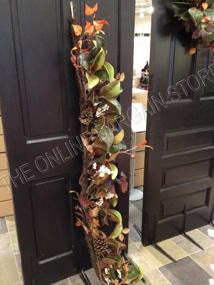 Frontgate Grandinroad Autumn Harvest Thanksgiving Magnolia Pine cones Garland 6' - Image 1 of 4