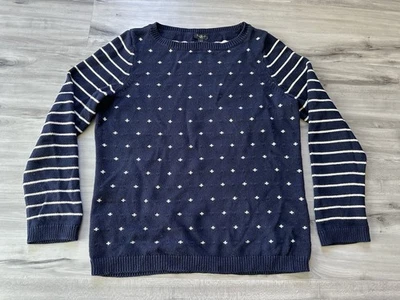 Suéter Talbots Petite Azul Marino Lunares Rayas Mangas Talla Lp Algodón Foto 1 de 4