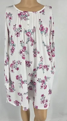 L/S женская ночная рубашка Croft & Barrow смесь полиэстера цвета слоновой кости вязаные карманы с цветочным рисунком - Изображение 1 из 4