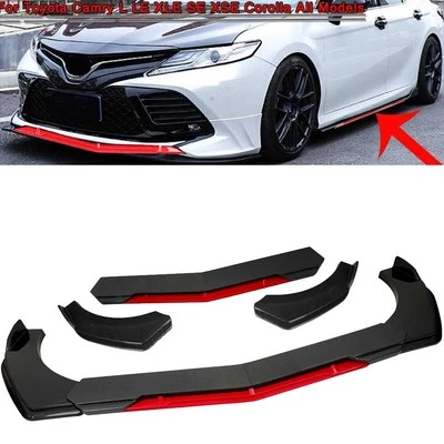 For Toyota Camry Front Bumper Lip Spoiler Splitter Body Kit Carbon Fiber Red - Imagem 1 de 4