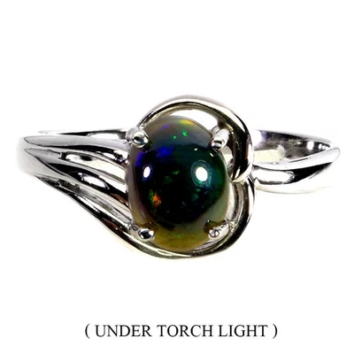 Anillo de plata de ley 925 ovalado ópalo negro 8x6 mm piedras preciosas naturales joyería tamaño 9 Foto 1 de 4