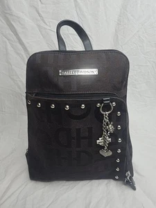 Harley Davidson Women's H-D Jacquard Backpack Purse Bag Leather Trim Red Lining - Picture 1 of 9
