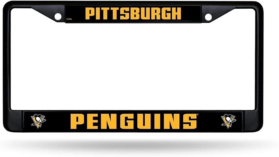 Pittsburgh Penguins Metal License Plate Frame Black Tag Cover 12x6 Inch - Image 1 of 1