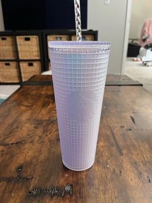 Starbucks 2022 White Iridescent Holiday Soft Grid Tumbler 24oz - Image 1 of 4