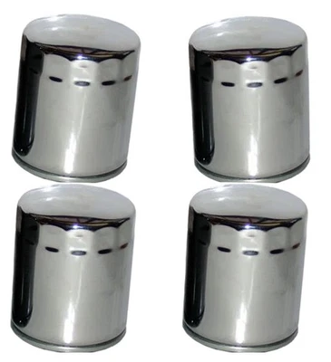 Filtro de óleo HF170C - Cromado - Pacote com 4 para 80-18 H-D Tour Softail Dyna Sportster - Imagem 1 de 4