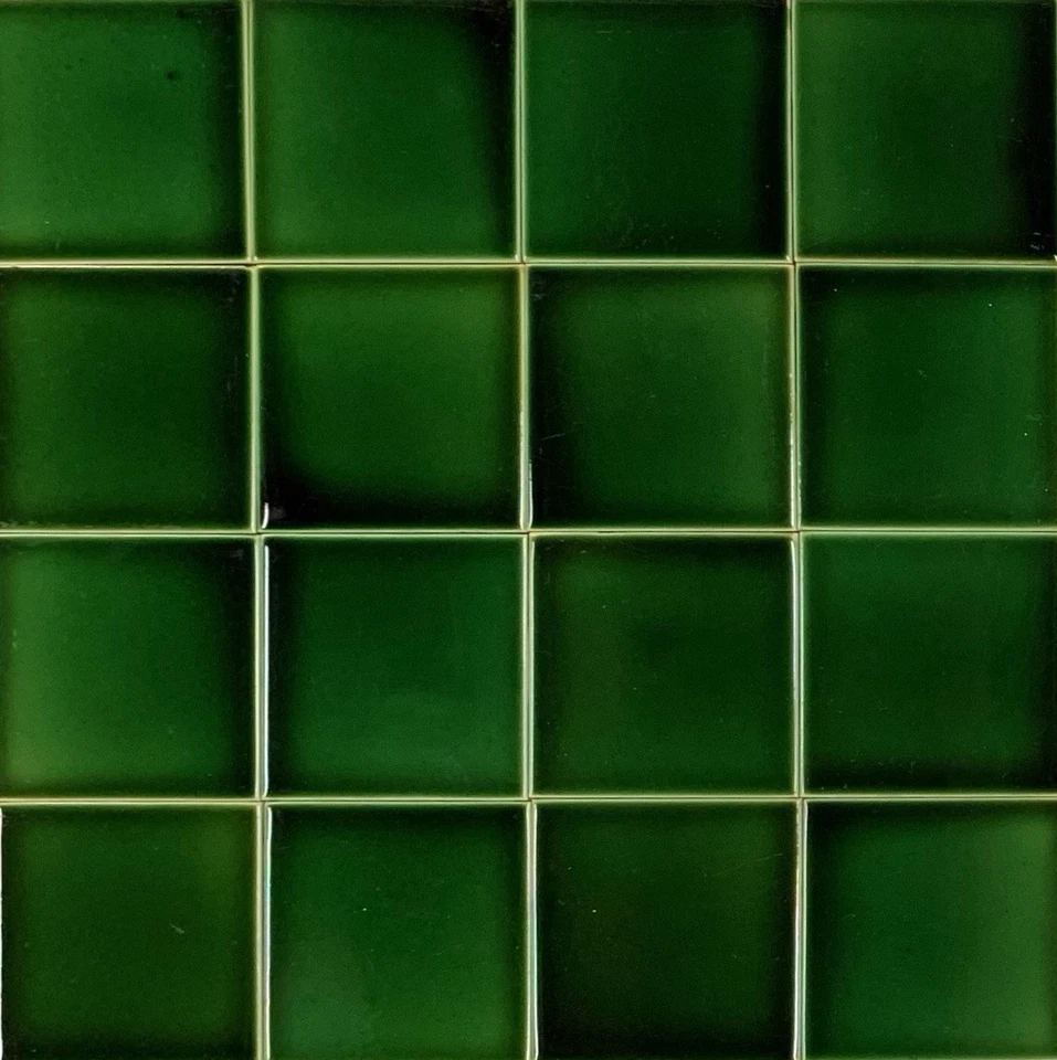 Antique Emerald Green Majolica Tiles 3x3 & 1-1/2 in. Salvage Washstand Lot of 50 - Image 1 of 4