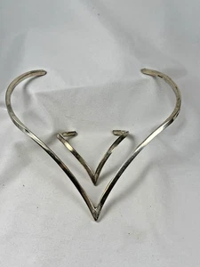 Necklace Bracelet Set Sterling Silver V Neck Choker 925 Heavy Solid - Picture 1 of 8