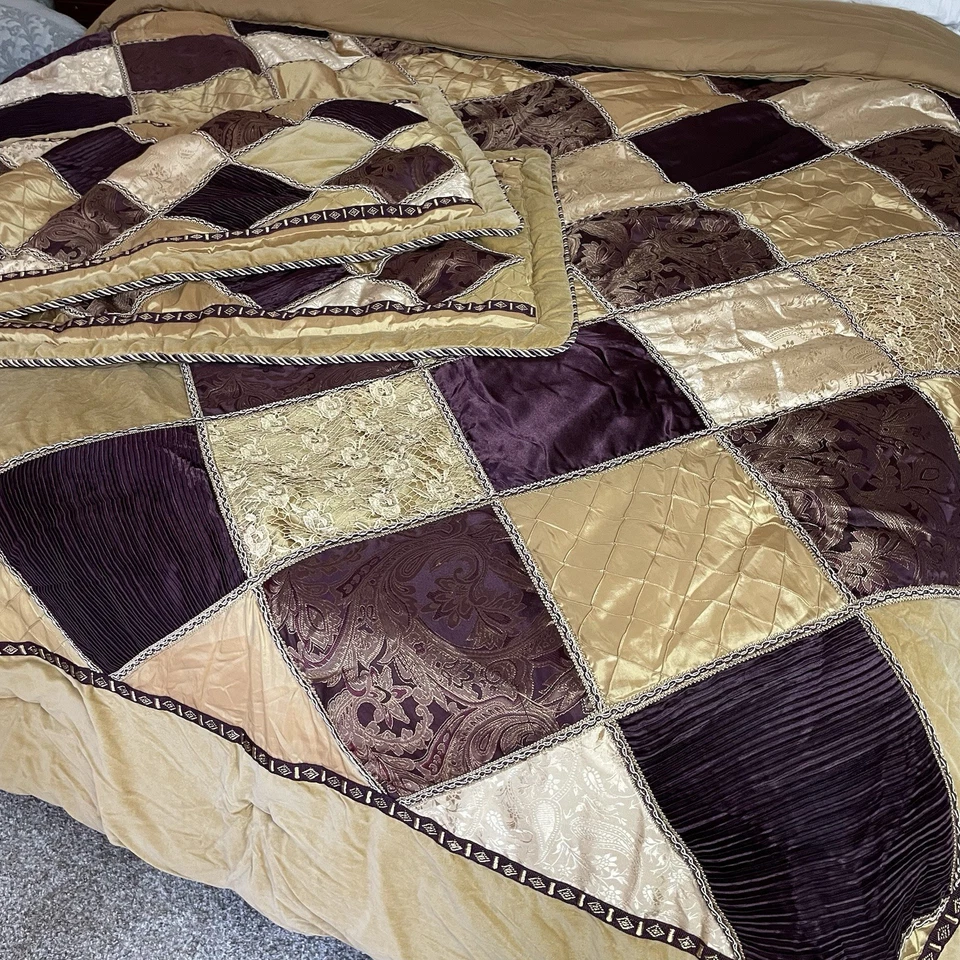 Croscill Imperial Empress King Comforter Shams Burgundy Gold Brocade Regency - Image 1 of 4