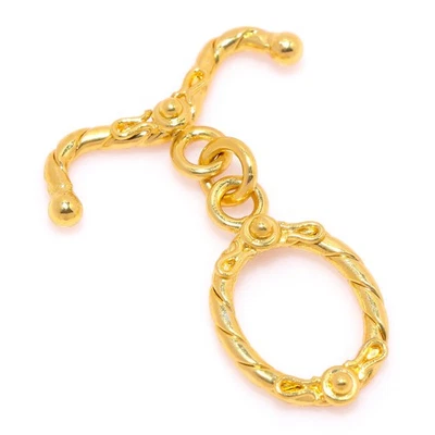 15 SET 14X26MM SOLID COPPER BALI TOGGLE CLASP 18K GOLD PLATED 567 - Image 1 of 3
