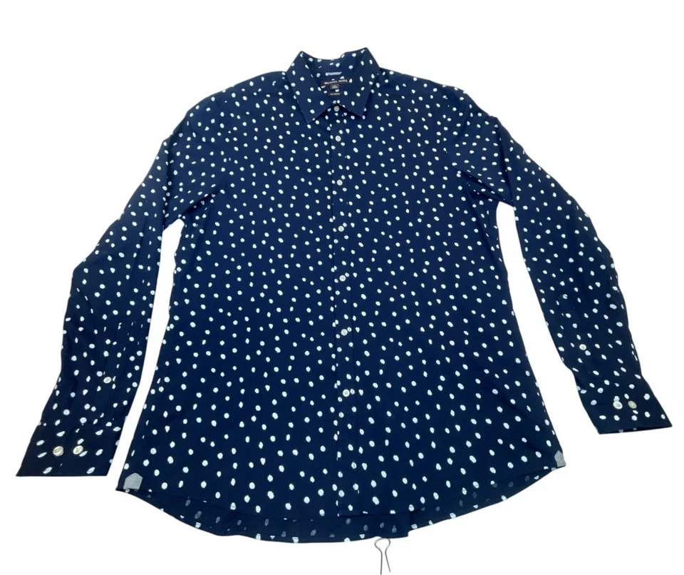 Michael Kors Mens Navy Cotton Stretch Polka Dot Button-Up Dress Shirt Sz XXL - Image 1 of 4