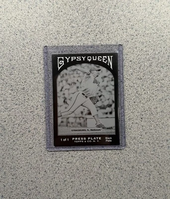 2011 Topps Gypsy Queen #80 Stephen Strasburg Black Printing Plate 1/1 RARE - Image 1 of 2