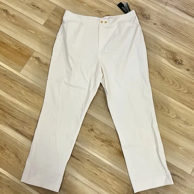 $85 NUEVO CON ETIQUETAS LAUREN Ralph Lauren Pantalones Blancos Denim Ligeros Náuticos Preppy 18W Foto 1 de 4
