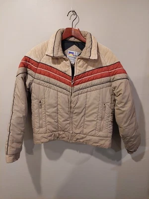 Chaqueta acolchada grande de pana vintage de los años 70 para mujer Piping Ski Field & Stream de colección Foto 1 de 4