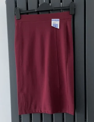 M&S Size 8 Plum/Burgundy Red Stretch Jersey Pencil Straight Skirt BNWT New - Image 1 of 2
