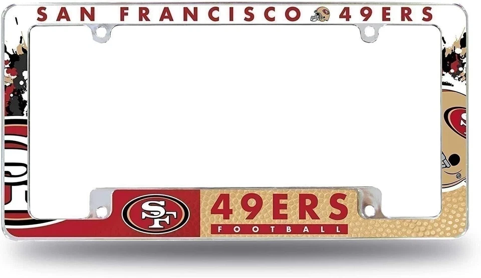 Marco de matrícula de metal San Francisco 49ers cubierta de etiqueta cromada por todas partes... Foto 1 de 1