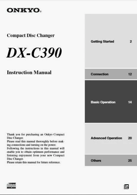 Onkyo  DX-C390 - Compact Disc Changer CD Player -  Instructions - USER MANUAL - Image 1 of 1