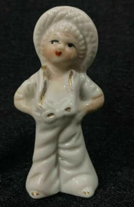 Vintage Porcelain Victorian Boy Hat White Figurine 18th Century Stamp AB 3" Art - Picture 1 of 10