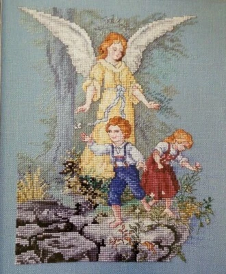 Cross Stitch Pattern GUARDIAN ANGEL Children Flowers Angel Donna V Giampa  - Image 1 of 4