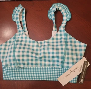 Nanette Lepore Play Sports Bra Green White Gingham Sports Bra Size S - Picture 1 of 4