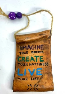 Human development phrases pottery Letter Hand Crafted Wall Hanging happiness - Picture 1 of 8