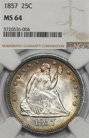 1857 25C NGC MS64 Seated Liberty Quarter Cover