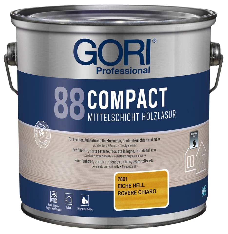 GORI 88 Compact-Lasur für Holz - Eiche Hell, 2,5L