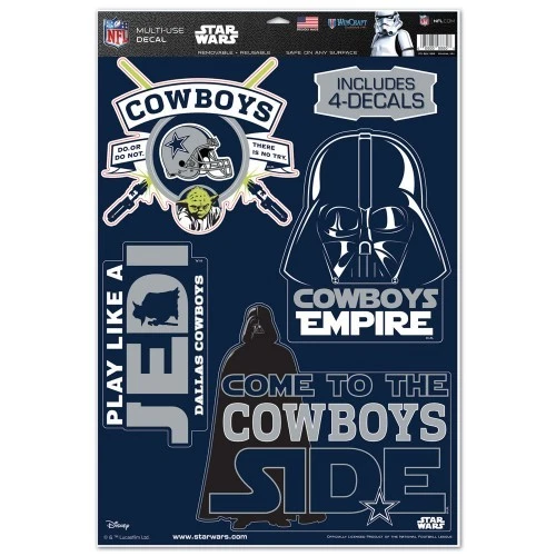 DALLAS COWBOYS CALCOMANÍAS DE 4 PIEZAS DE STAR WARS DARTH VADER 11"X17" GRÁFICOS DE PARED Foto 1 de 1