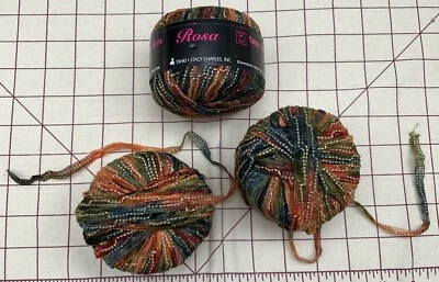 Óxido Naranja Marrón Verde Mezcla Hilos Tahki Rosa Cinta Hilo Italia Lote de 3 Bolas Foto 1 de 4