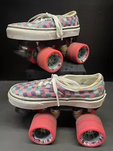 Custom Vans Roller Skates Youth 1.5. Cayman Radar Wheels. Glitter Checkerboard. - Picture 1 of 12