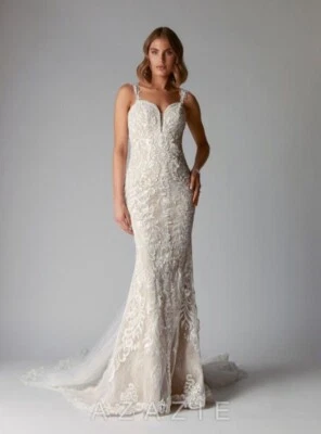 Vestido azazie gardner BG diamante blanco/champán talla 2-4 (ver detalles) petite Foto 1 de 4