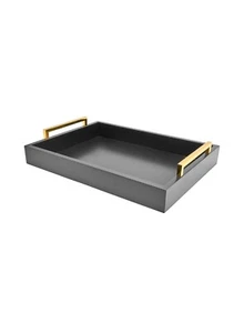 16"x12" Serving Trays With Handles Grey Decorative Serving Tray Gray Ottoman Tra - Picture 1 of 5