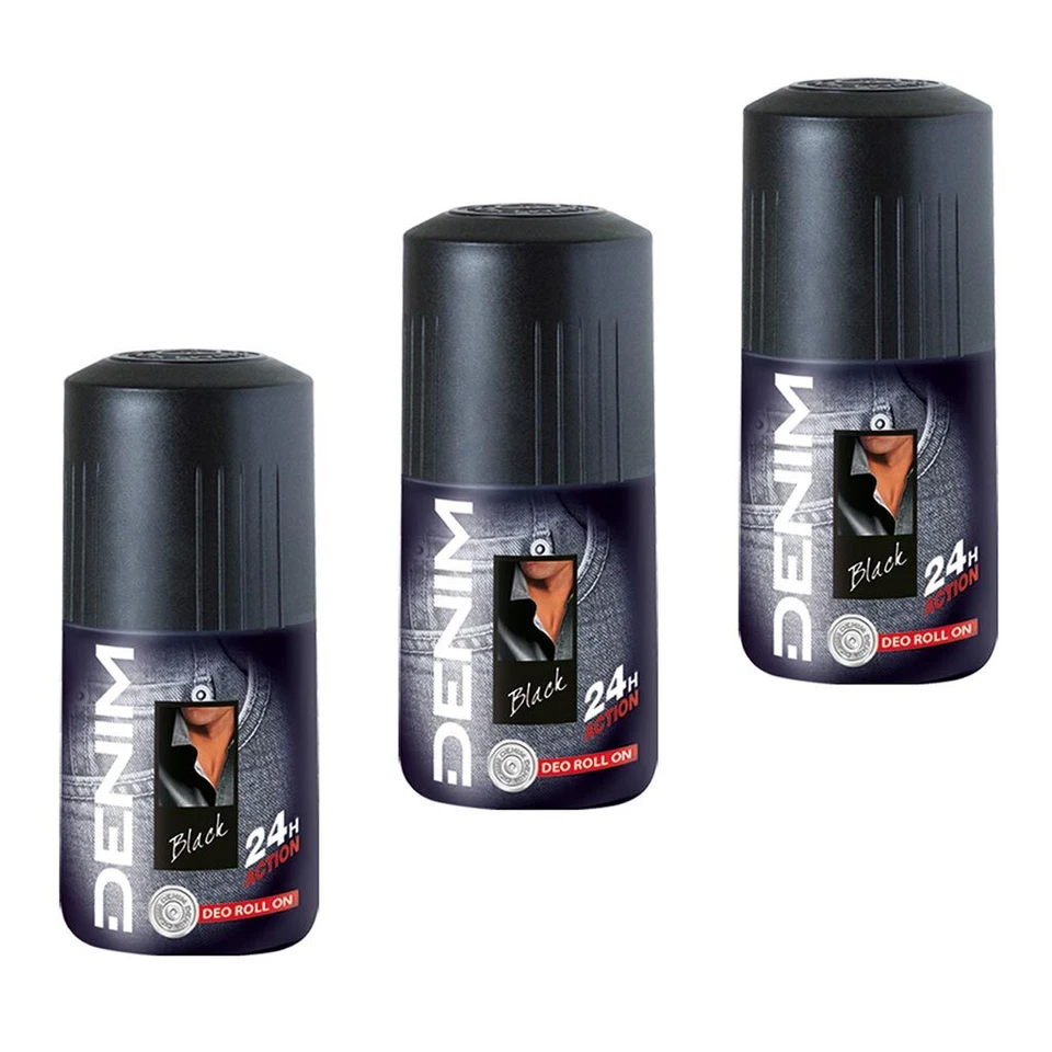 DENIM BLACK - roll on deoroller für Männer 3x 50ml