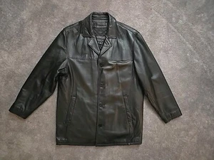 Liz Claiborne Outerwear Mens Black Soft Leather Lambskin Long Lined Jacket L - Picture 1 of 24