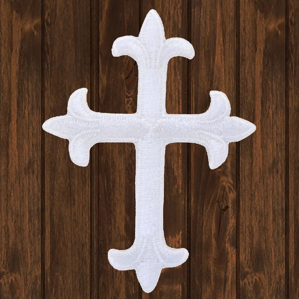 White Cross Embroidered Patch — Iron On - Image 1 of 1