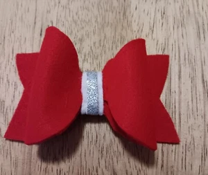 Girl's Classic Holiday Red Hair Bow 4  Inch Metal Clip - Picture 1 of 1