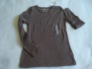 Camisa de punto para niñas talla 6-7 marrón algodón mangas largas - Imagen 1 de 2