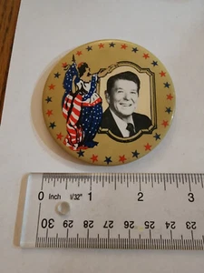 Reagan Lady Liberty Presidential Election Vintage Button Pin Pinback 2 7/8 Inch - Picture 1 of 2