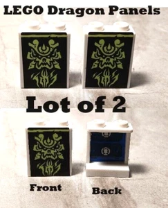 LEGO Green Dragon Panels Lot of 2 Drawers on Back Side Ninjago Fire Dragon Guard - Picture 1 of 1