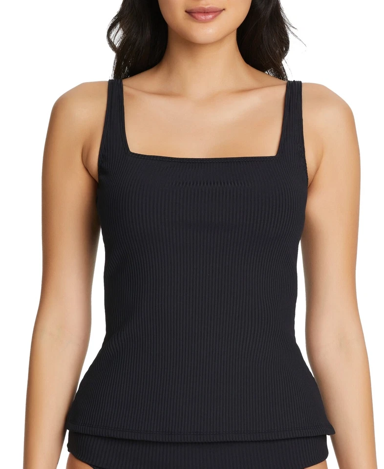 Camiseta Tankini Bleu by Rod Beattie Walk the Line Cuello Cuadrado Negra Talla 8 Foto 1 de 2