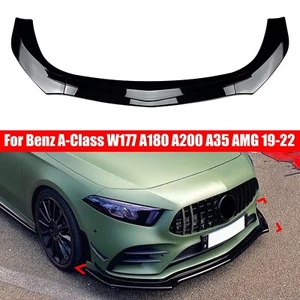 ABS labio delantero para Mercedes Benz Clase A W177 A180 A200 A35 AMG 2019-2022 negro - Imagen 1 de 12