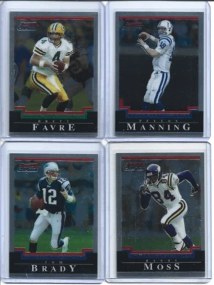 Juego base completo de fútbol americano Bowman 2004 cromado 1-110 + 41 novatos (Brady/Manning) Foto 1 de 2