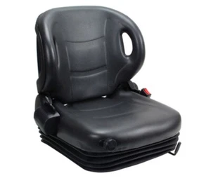 Asiento de carretilla elevadora universal vinilo negro suspensión completa para carretilla elevadora Toyota con interruptor - Imagen 1 de 5