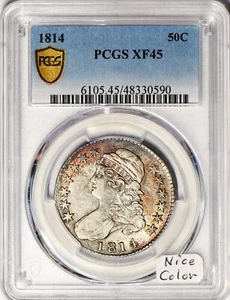 1814 Capped Bust Half Dollar PCGS XF-45; Nice Color! - Picture 1 of 5
