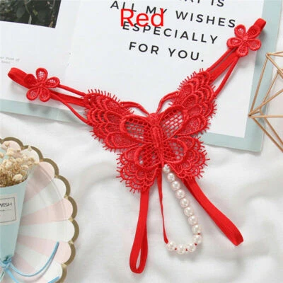 Sexy Women Crotchles Panty Pearl Butterfly Thong G-string Lingerie Underwear USA - Image 1 of 4