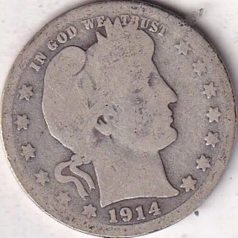 1914 SILVER Barber Quarter #267 - AG - BEAUTIFUL COLOR - BEAUTIFUL COIN Cover
