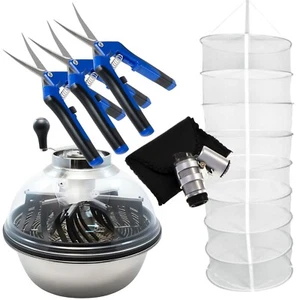 Set Raccolta Grow con Rete di Essiccazione Raccoglitrice Trimmer Pianta Coltivazione Giardino Ind - Foto 1 di 18