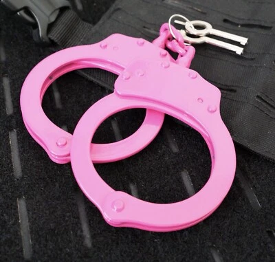 RITE EDGE Pink Hand Cuffs Ladies Law Enforcement Security Heavy Duty Cuffs Pink Keys Lock