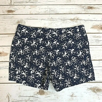Pantalones Cortos Banana Republic 3 1/2" Azul Marino Blanco Floral Bolsillos Clásicos Nuevos con Etiquetas Talla 2 Foto 1 de 4